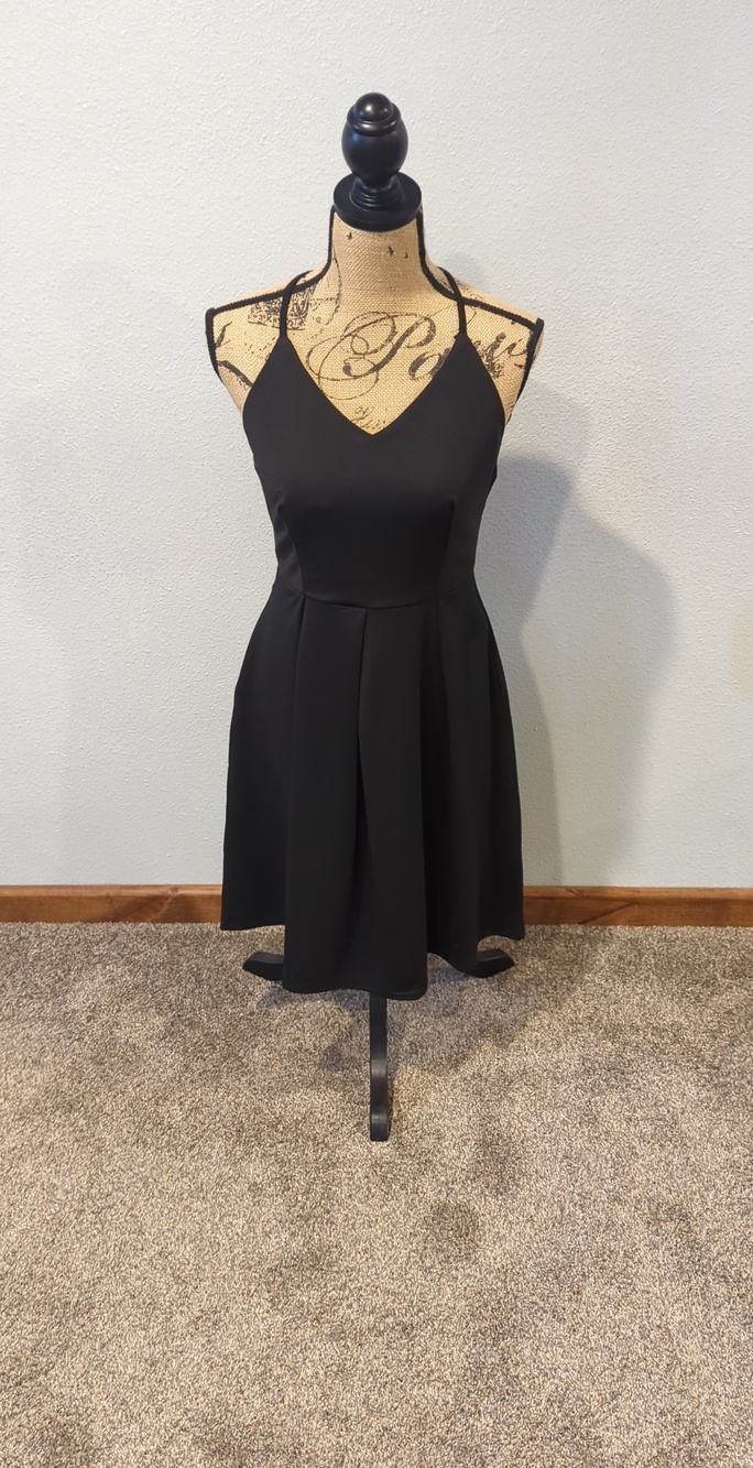 Black V-Neck A-Line Women's Dress Size Medium.